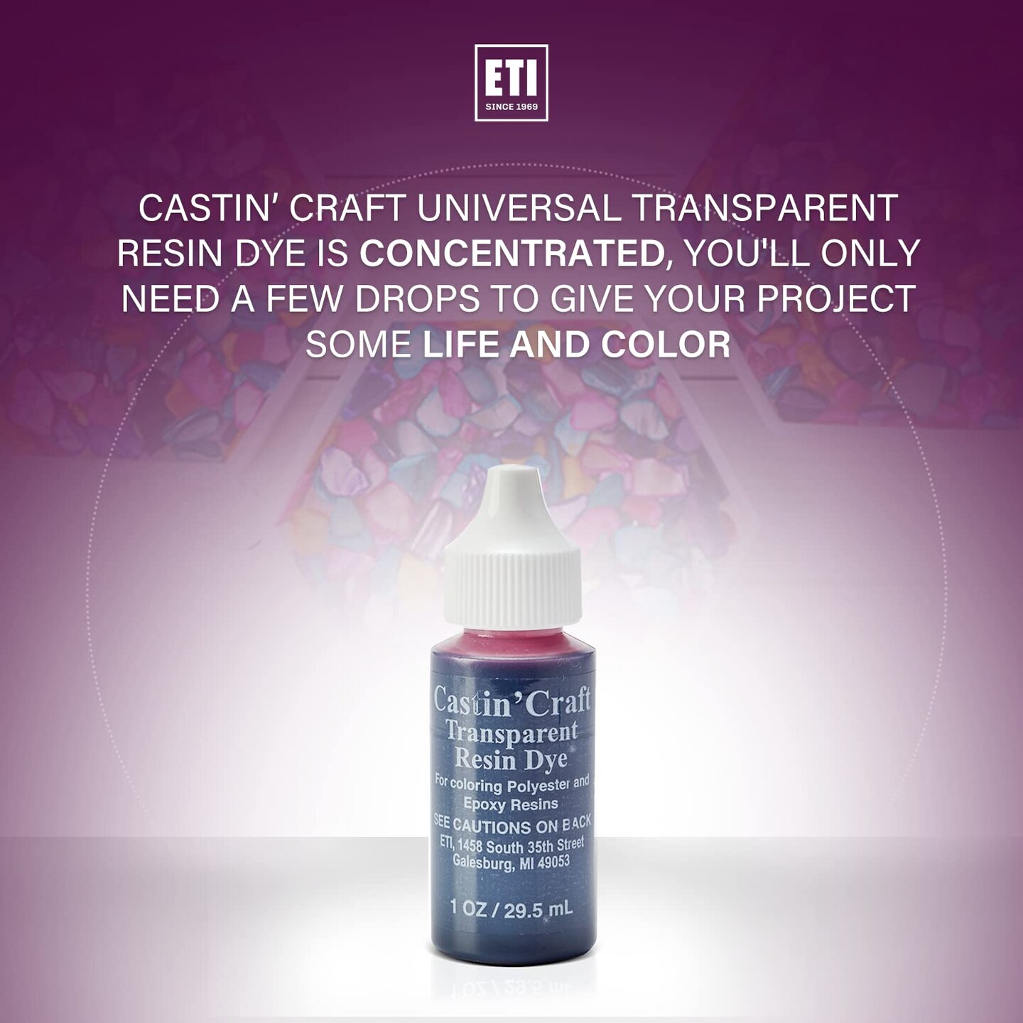 Environmental Technology Castin&#x2019; Craft Universal Transparent Resin Dye (1 oz | Red-Colored) Liquid Coloring Pigments for Polyester &#x26; Casting Epoxy | DIY Jewelry Making Concentrated Colorant Drops