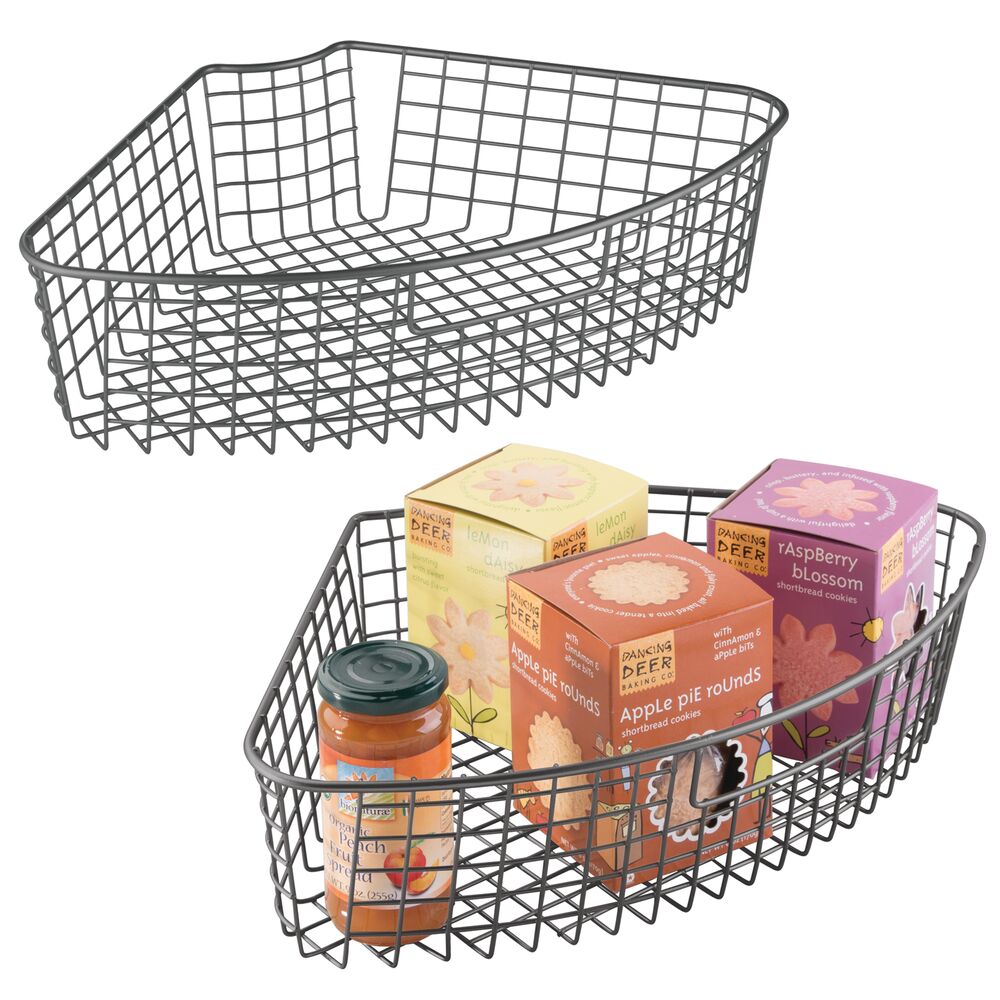 mDesign Kitchen Cabinet Lazy Susan Storage Basket, 1/4 Wedge