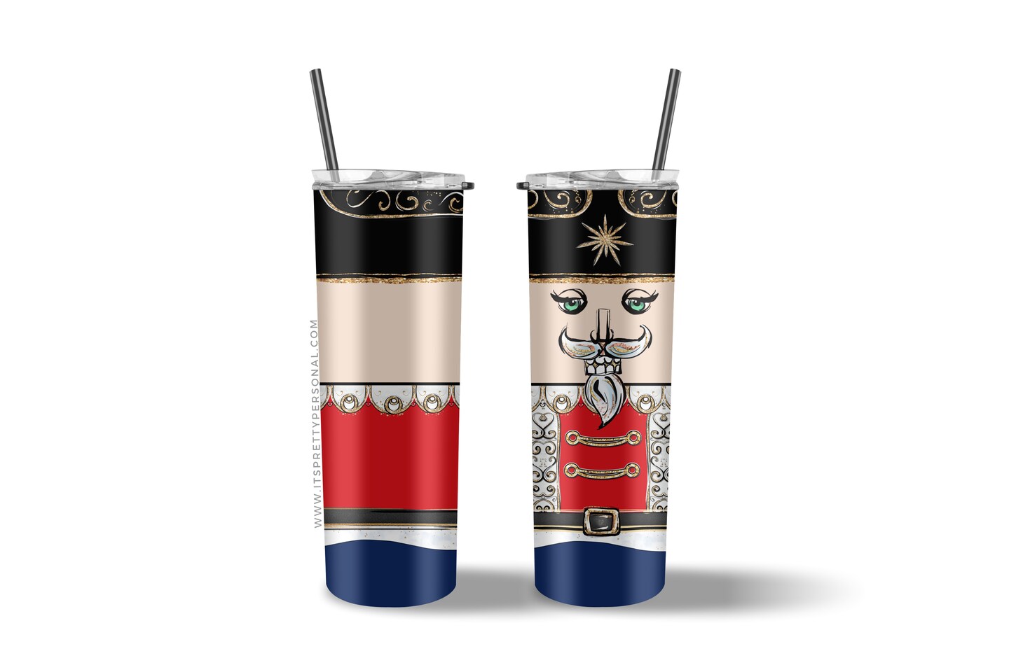 #547 CLEAR 20oz- Nutcracker Pastel Christmas- 9.4" x 8" Pattern Vinyl Wrap