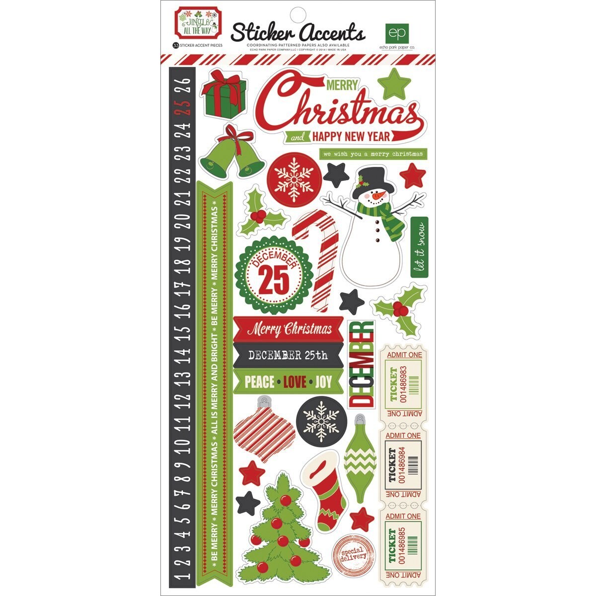 Echo Park Jingle All the Way Stickers