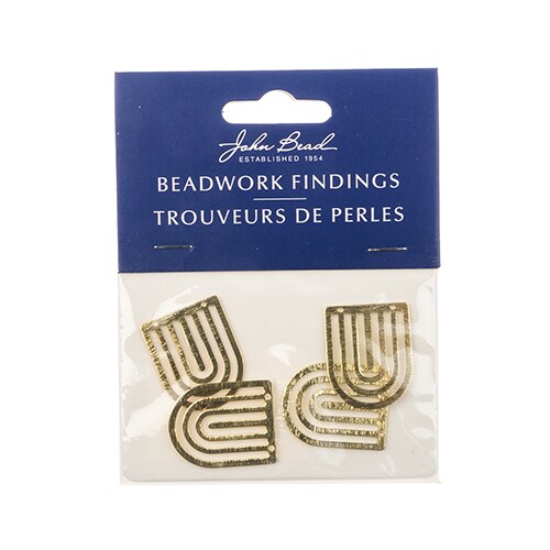 Beadwork Findings Gold Pendant Rainbow 20x25mm 4pcs