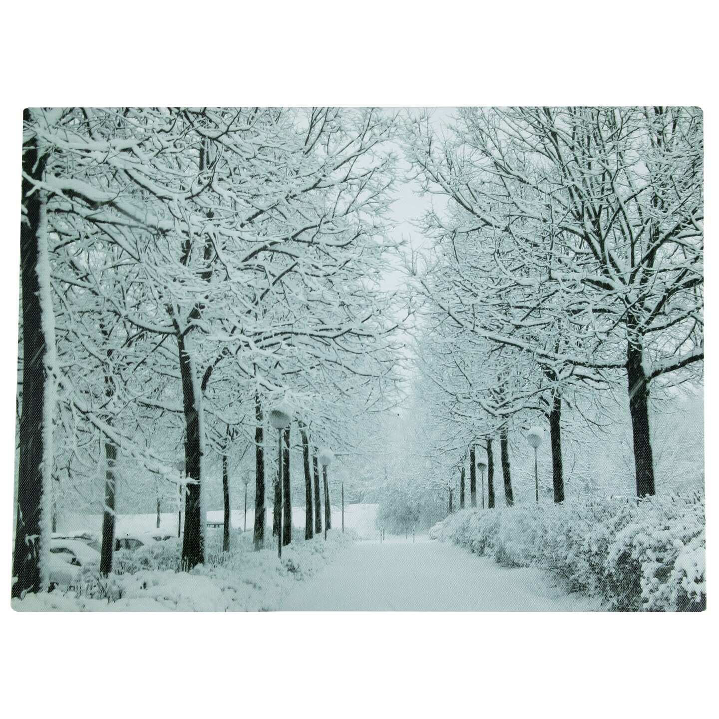 Northlight LED Lighted Fiber Optic Twinkling Snow Covered Tree Scene Canvas Wall Art 15.75&#x22; x 11.75&#x22;