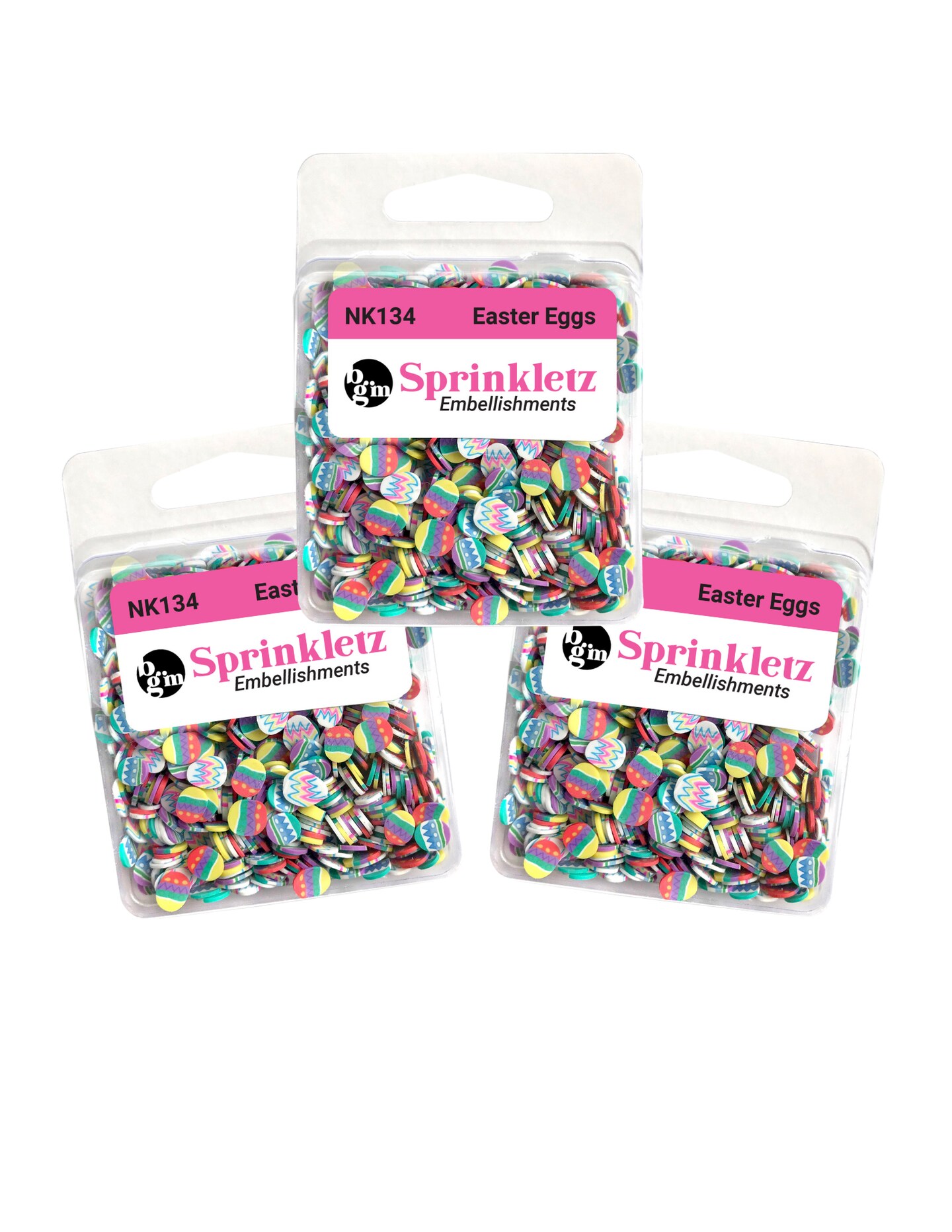 Buttons Galore Sprinkletz Embellishments for Crafts, Tiny Polymer Clay Shapes & Unique Designs -Easter Eggs - 3 Pack