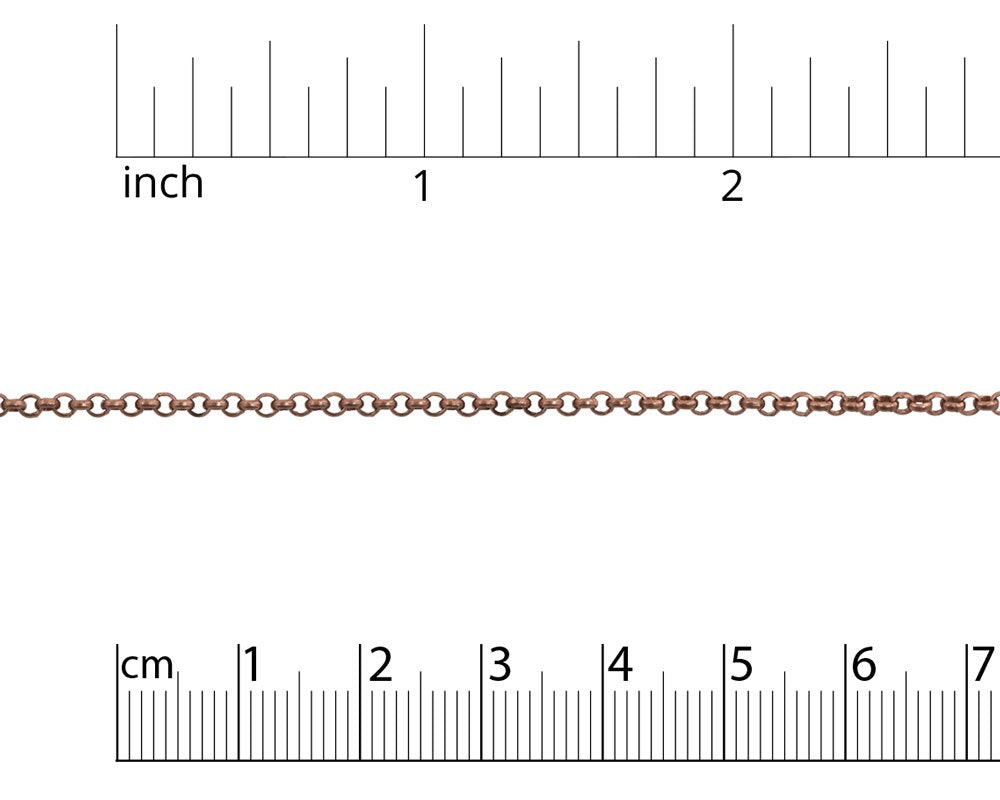 JewelrySupply 2mm Antique Copper Plated Rolo Chain (Priced per Foot)