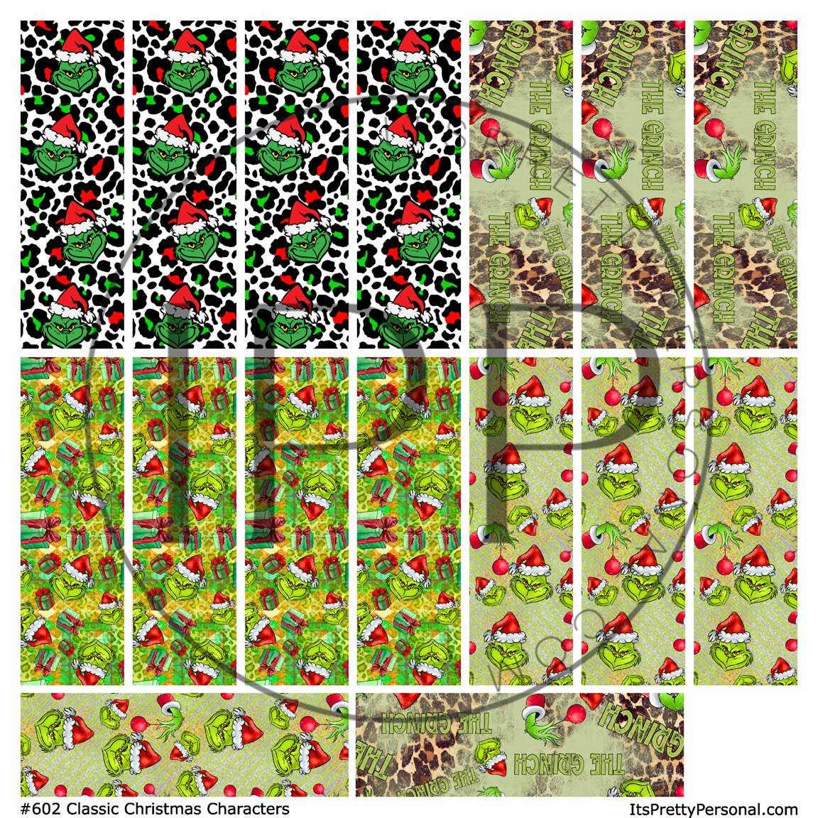 #602 Mean Green Classic Christmas Pen Wrap Combo 1.5in x 4.75in 12x12 Vinyl Sheet