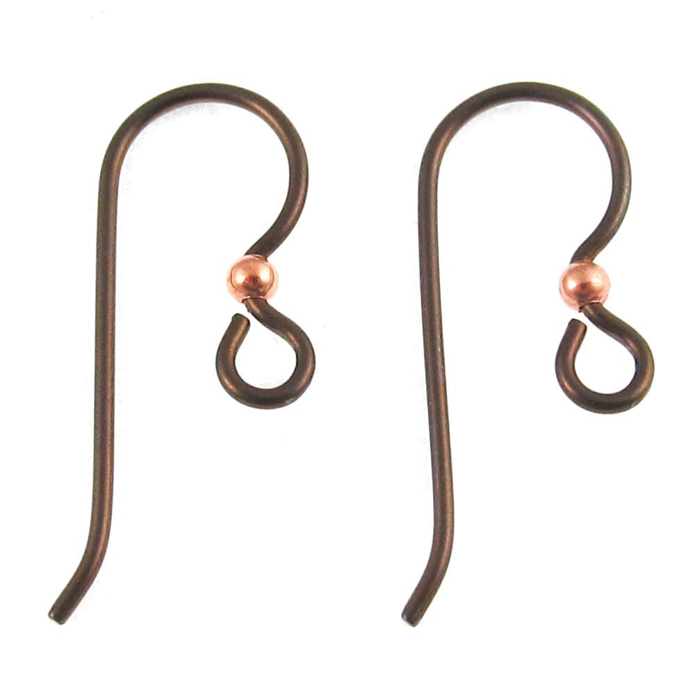 Niobium Copper Ear Wires + 2mm Bright Copper Bead, TierraCast (10 Pieces)
