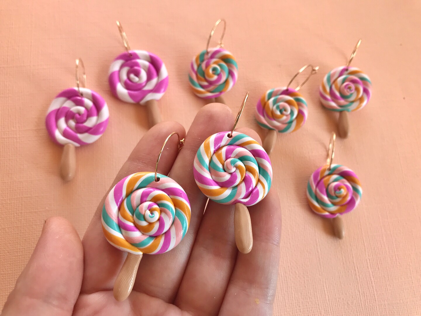Lollipop Earrings, Colorful earrings, cute candy earring,  lollipop jewelry, kawaii earrings, cute earrings, miniature food jewelry 208305916492316672