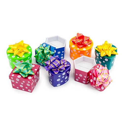 JewelrySupply Two Piece Ring Boxes - Assorted Polka Dot Colors Mini-Hat Boxes (48-Pcs)