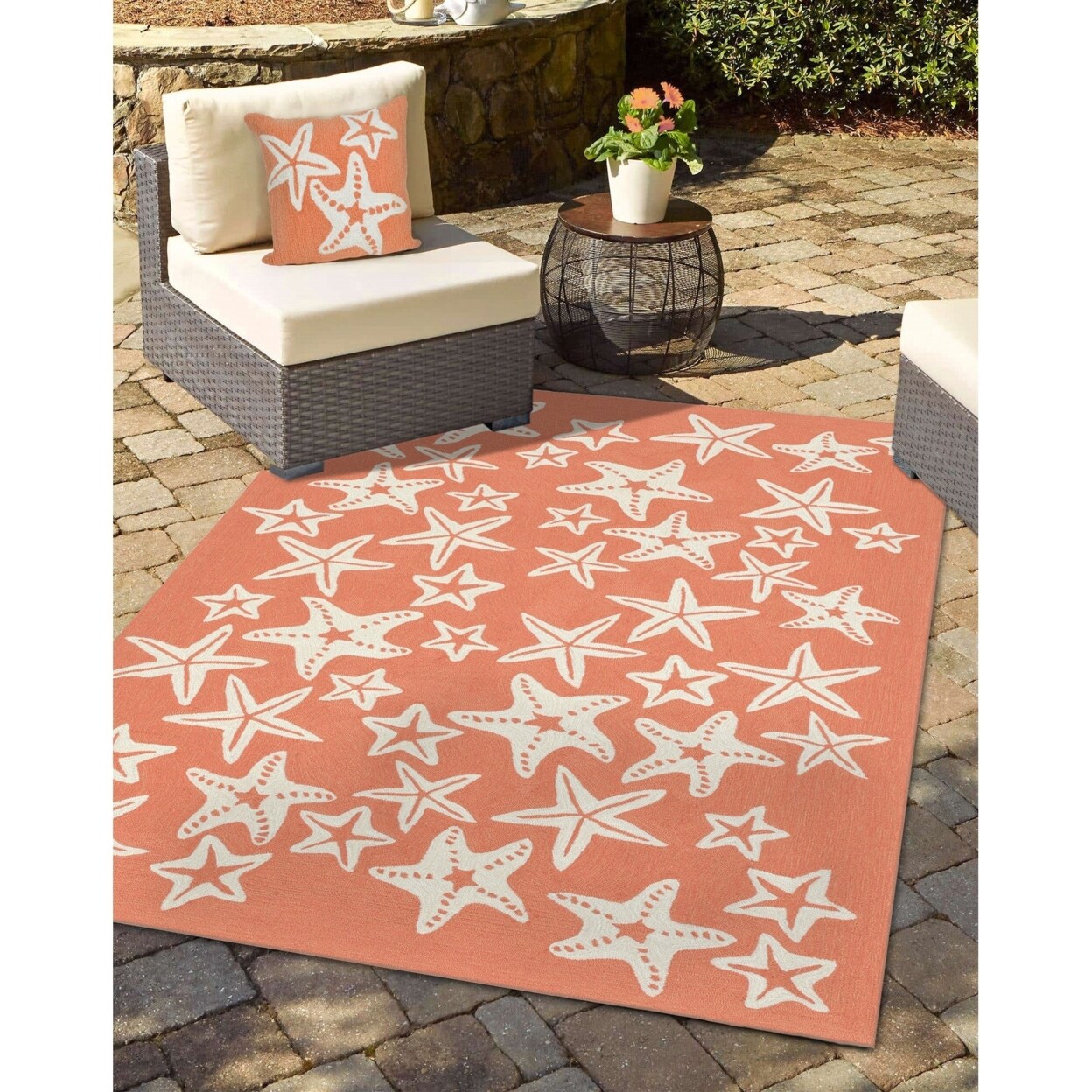 The Rug Department Liora Manne Capri Starfish Indoor Outdoor Area Rug Coral