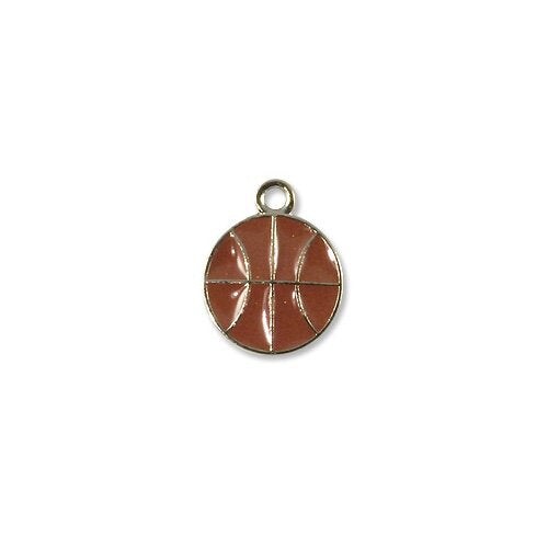 Hand Painted Basketball Charm for Jewelry Making 13x16mm Pewter Antique Silver Plated (1-Pc)