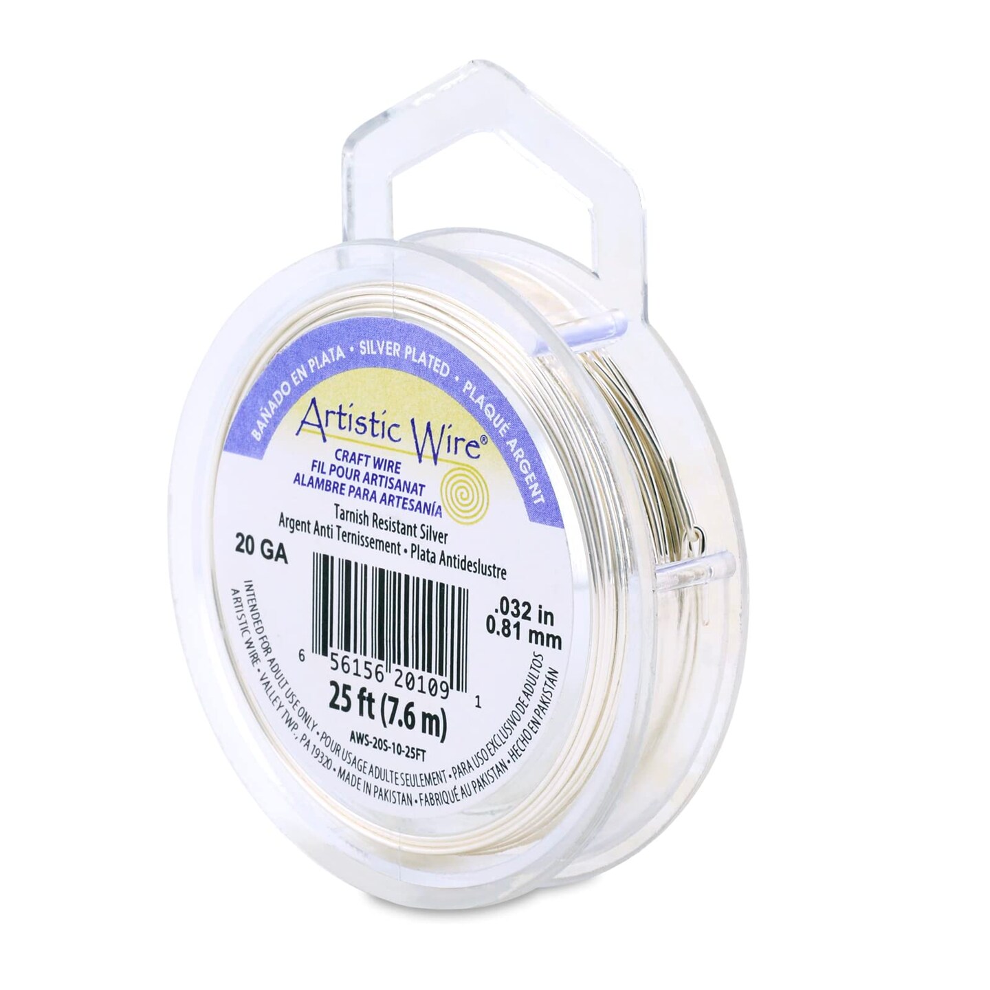 Artistic Wire Silver Plated Wire Spool - Dead Soft 18 20 22 24 26 28 Gauge Tarnish Resistant Colored Copper Wire for Jewelry Making Craft Wire, Bendable Shaping Wrapping Wire