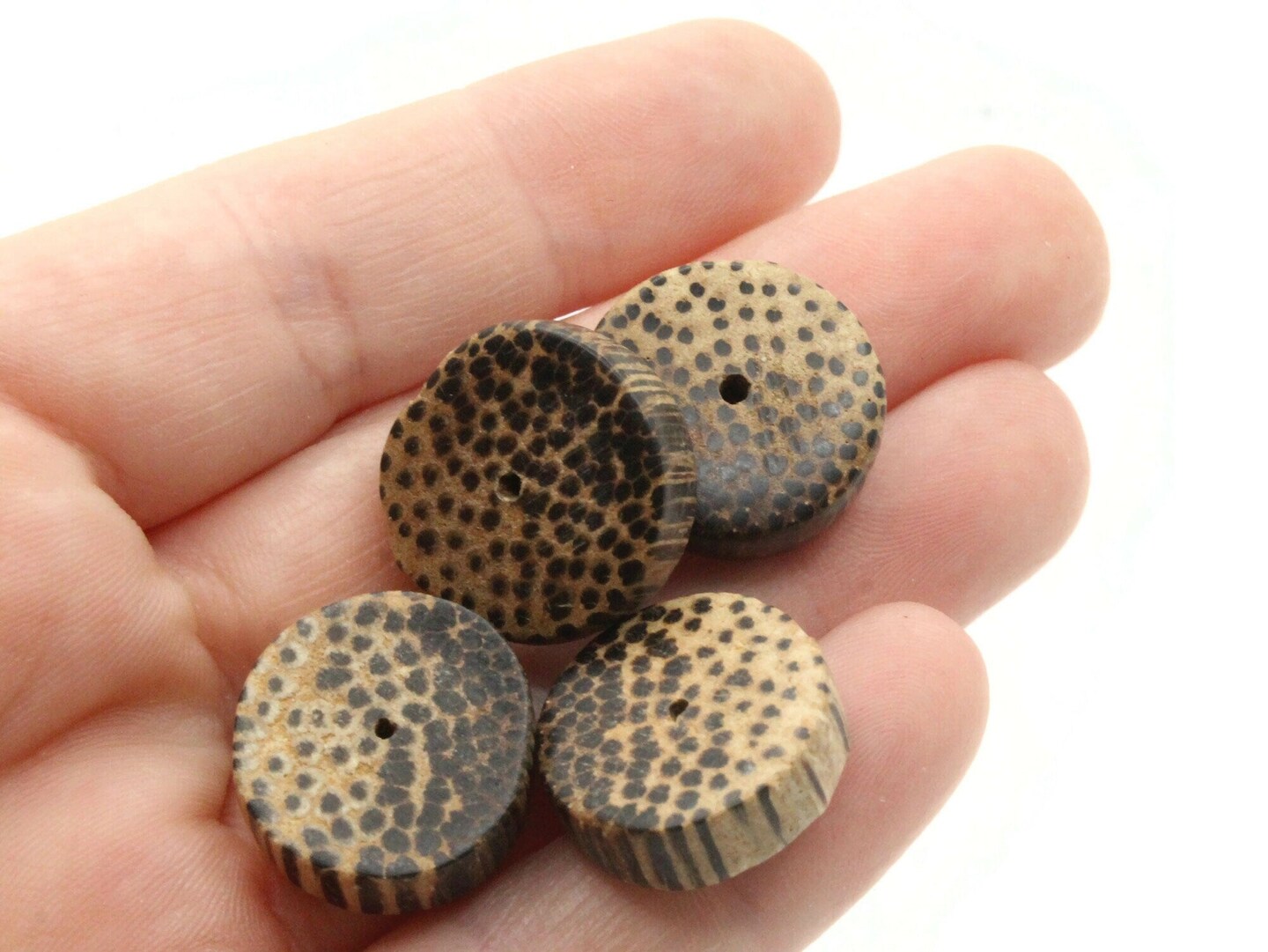 10 19mm Brown Wood Grain Disc Beads Flat Round Beads