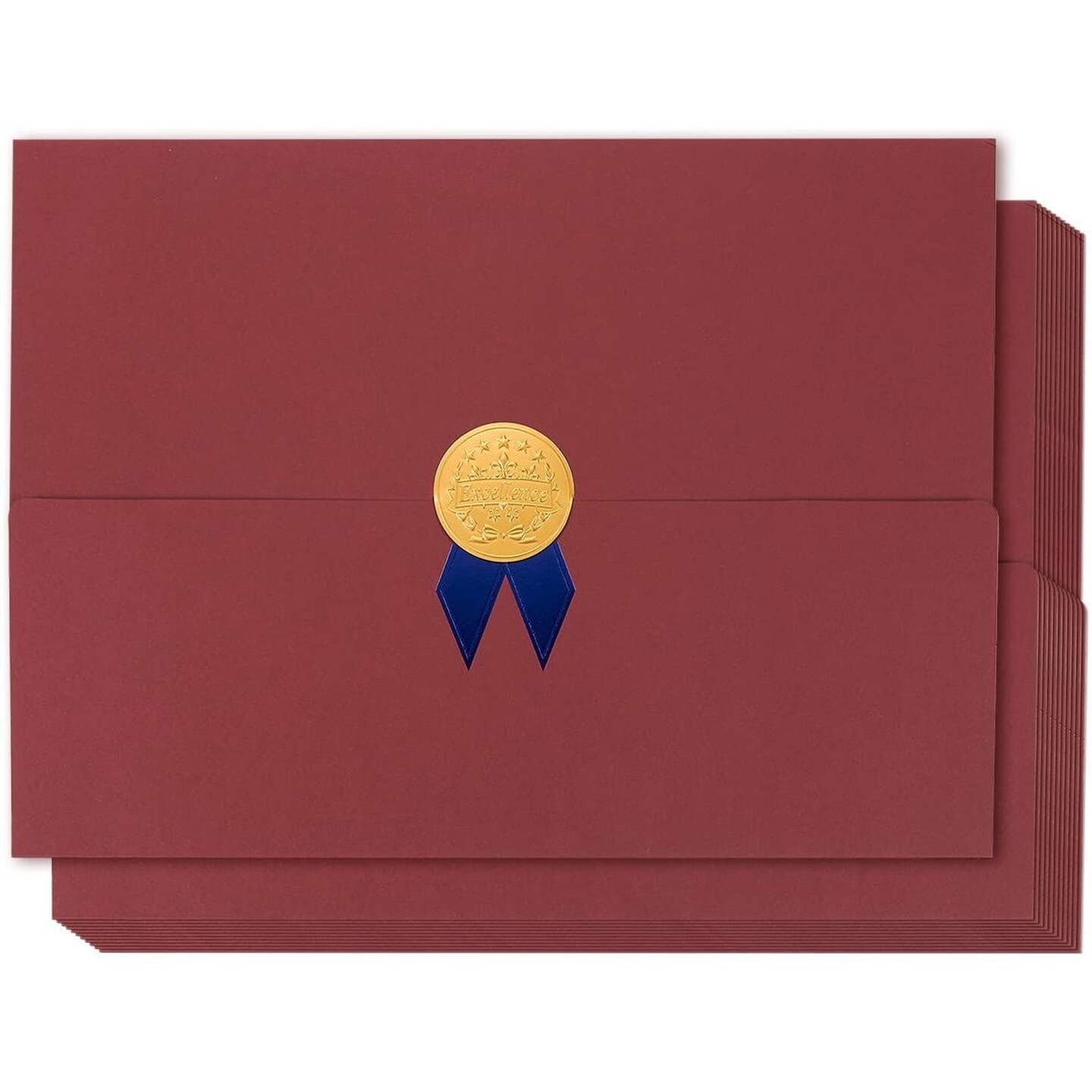 Red Certificate Cover for Diploma, Document, Letter Sized Award Holder (12 Pack)