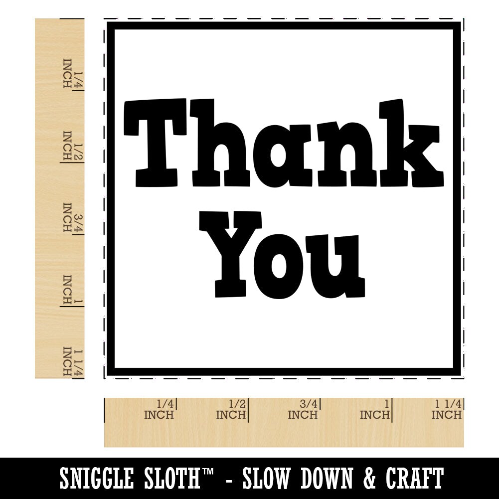 Thank You in Box Square Rubber Stamp for Stamping Crafting