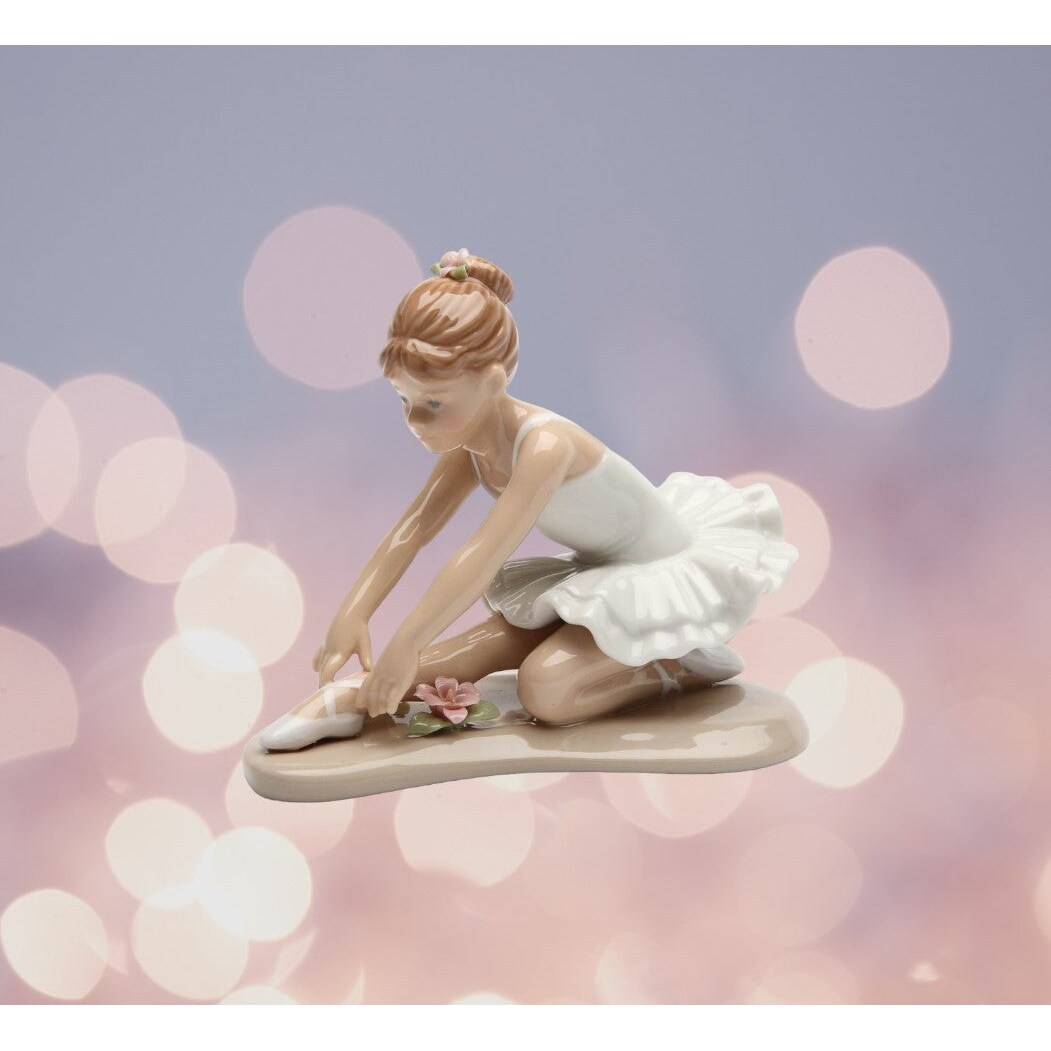Ceramic Ballerina Dancer in Stretching Position Figurine, Home Decor Gift Idea