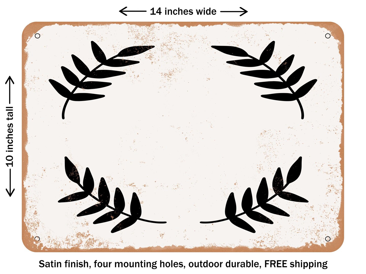 DECORATIVE METAL SIGN - Laurel Wreath Solid - Vintage Rusty Look