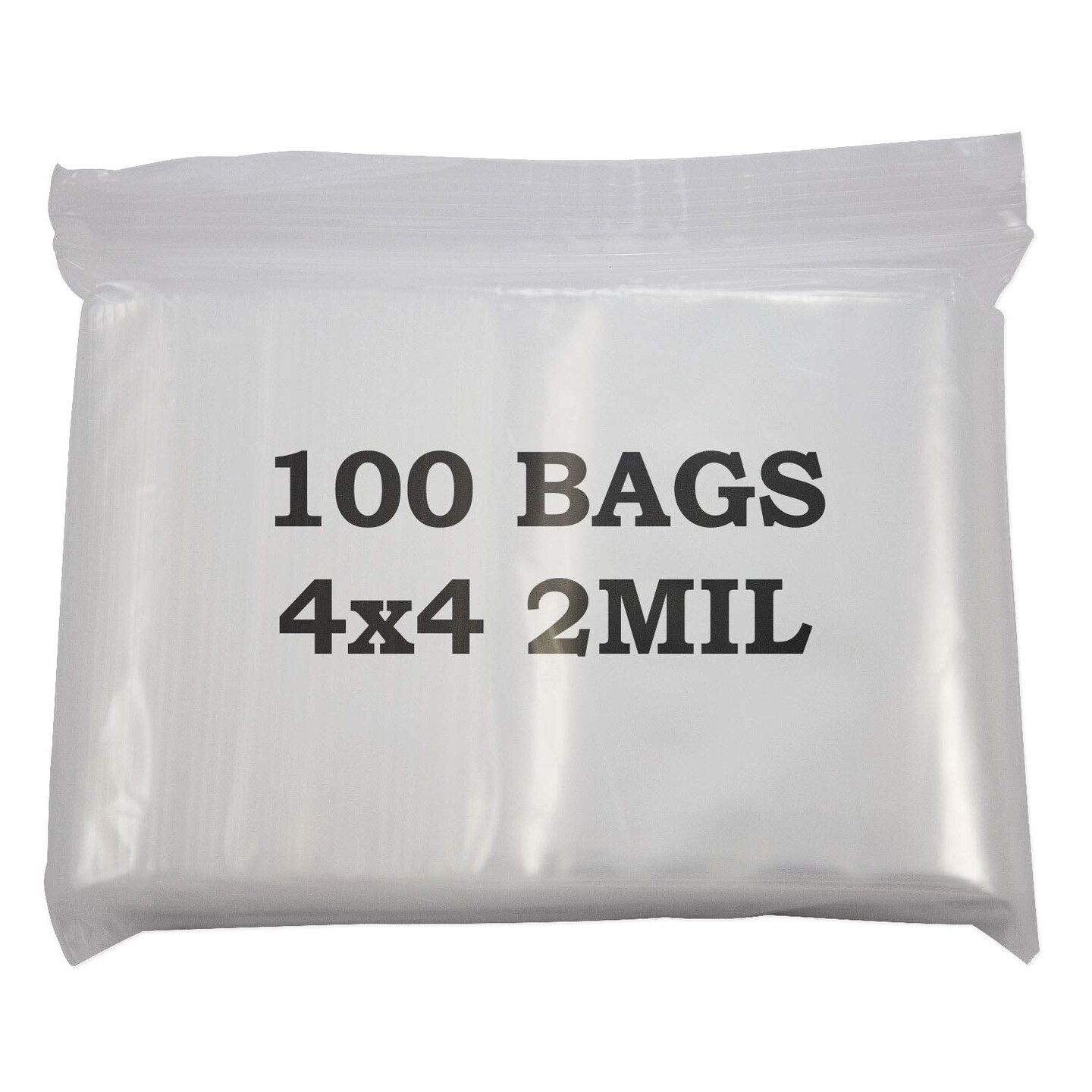 Clear Plastic Reclosable Zipper Bags 4x4 (Package of 100)