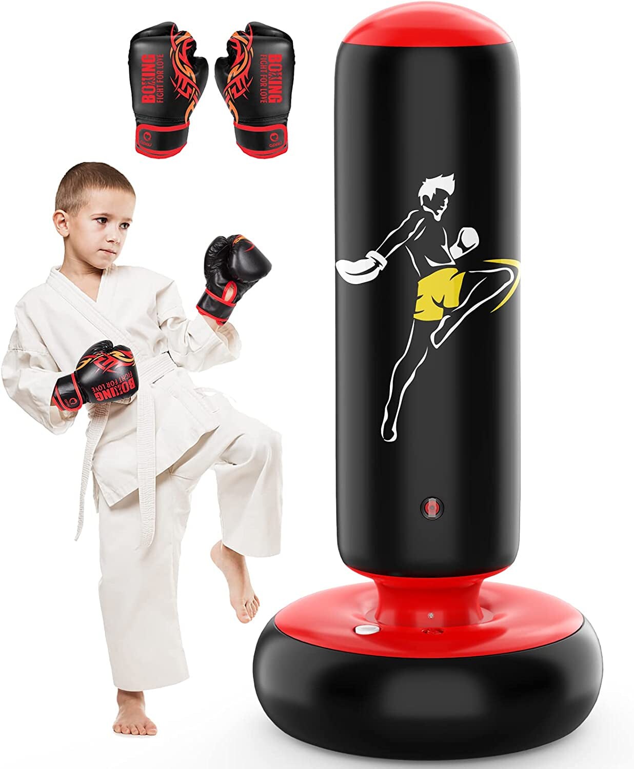Larger Stable Punching Bag for Kids, Tall 66 Inch Inflatable Boxing Bag, Gifts Boys & Girls Age 5-12 for Practicing Karate, Taekwondo, MMA to Relieve Pent Energy in