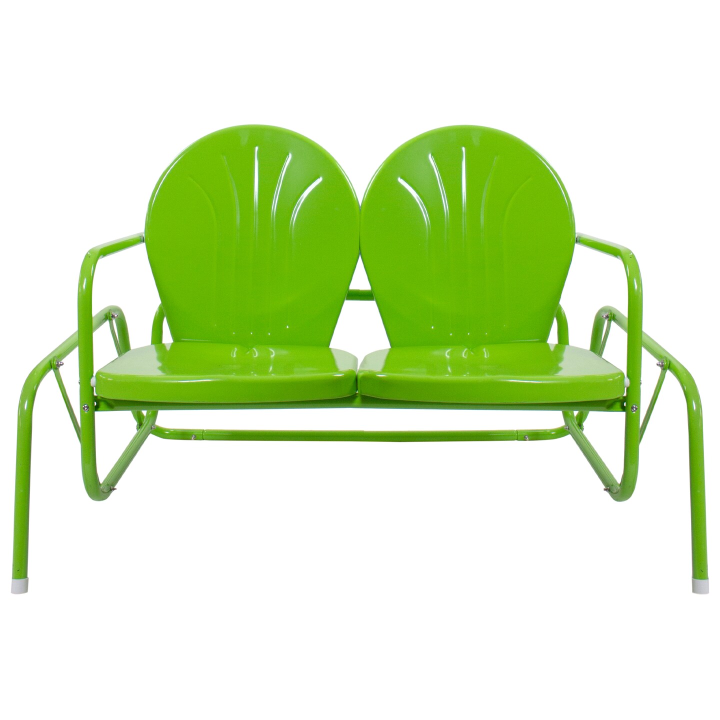 Northlight 48.25" Outdoor Retro Metal Tulip Double Glider Patio Chair, Lime Green