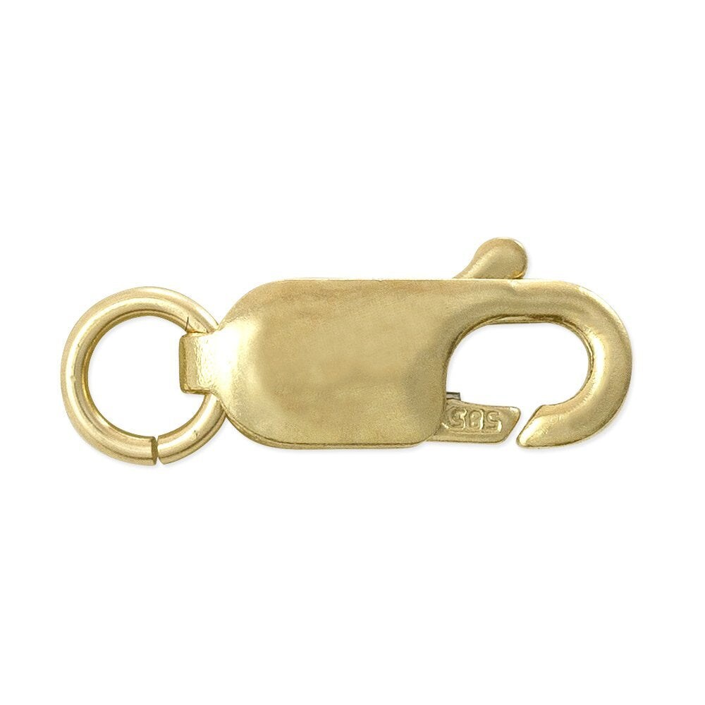 JewelrySupply Lobster Clasp (3.3x8.4mm) w / Ring 14 Karat Solid Yellow Gold