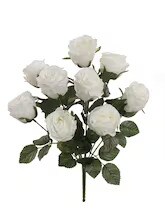 20" White Rose Bush - 12-Pack, 9 Silk Flowers with Lifelike Foliage, Elegant Floral Décor, Perfect for Arrangements & Events - Ideal for All Seasons, Floral Home by Artificial Flowers