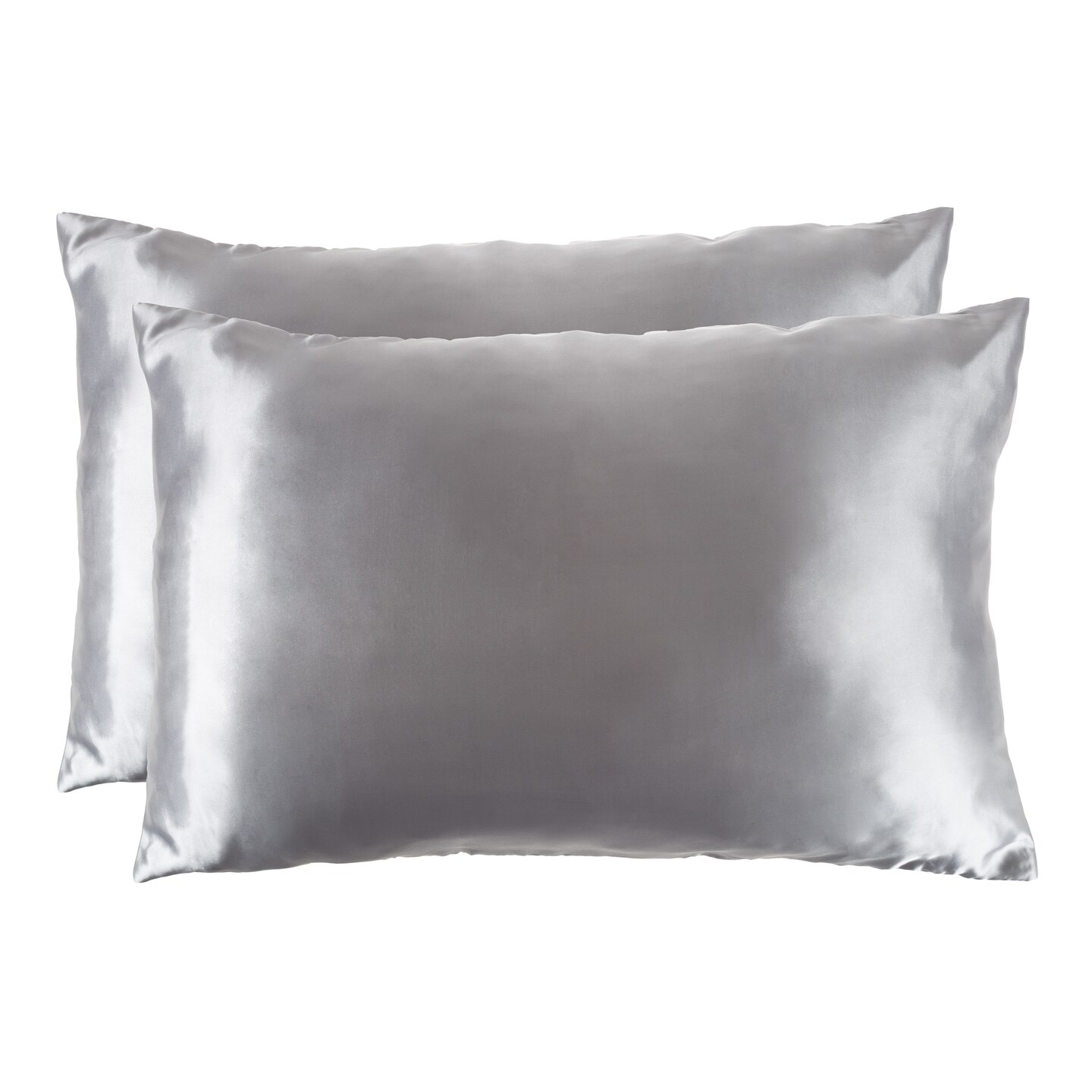 Lavish Home Set of 2 Soft and Silky Satin Microfiber Pillowcases Hair and Skin Pillow Covers Hidden Zippers