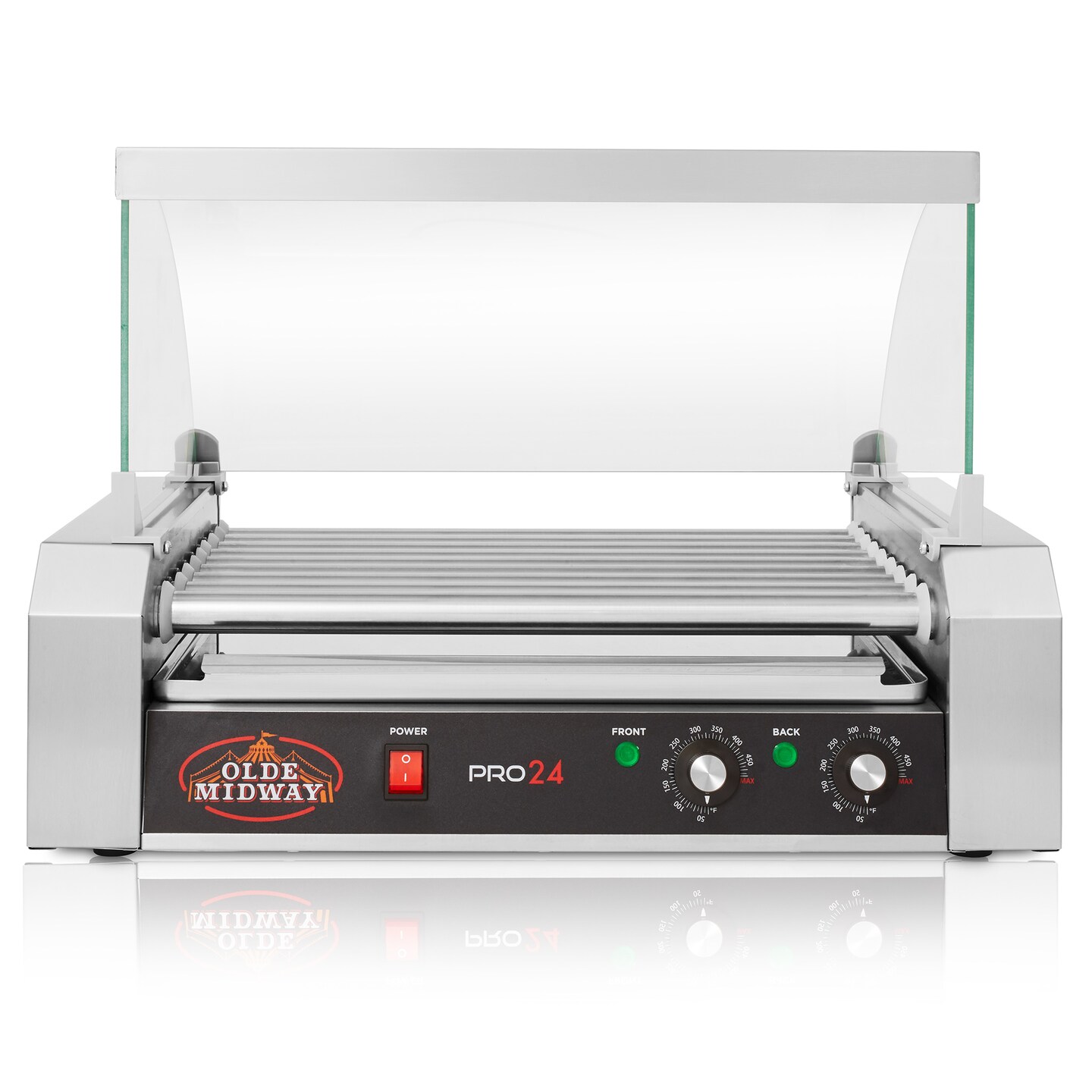 Olde Midway Hot Dog Rollers with Cover, Electric Grill Cooker Machines - Commercial Grade