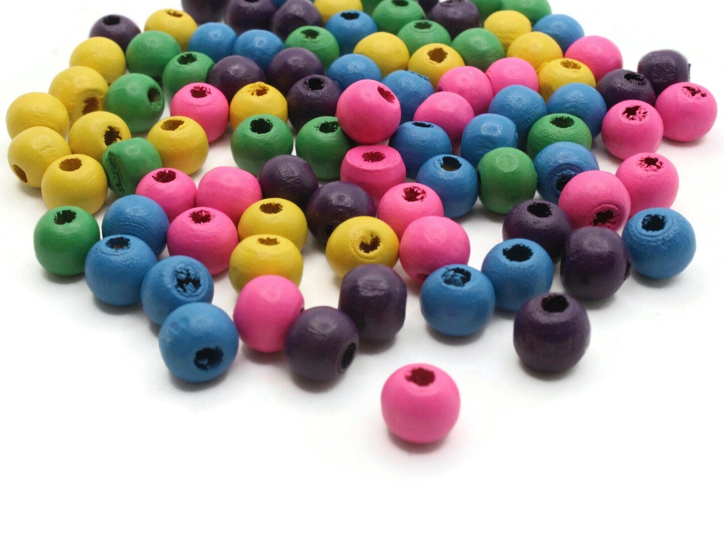 95 7mm to 8mm Mixed Color Round Wood Beads