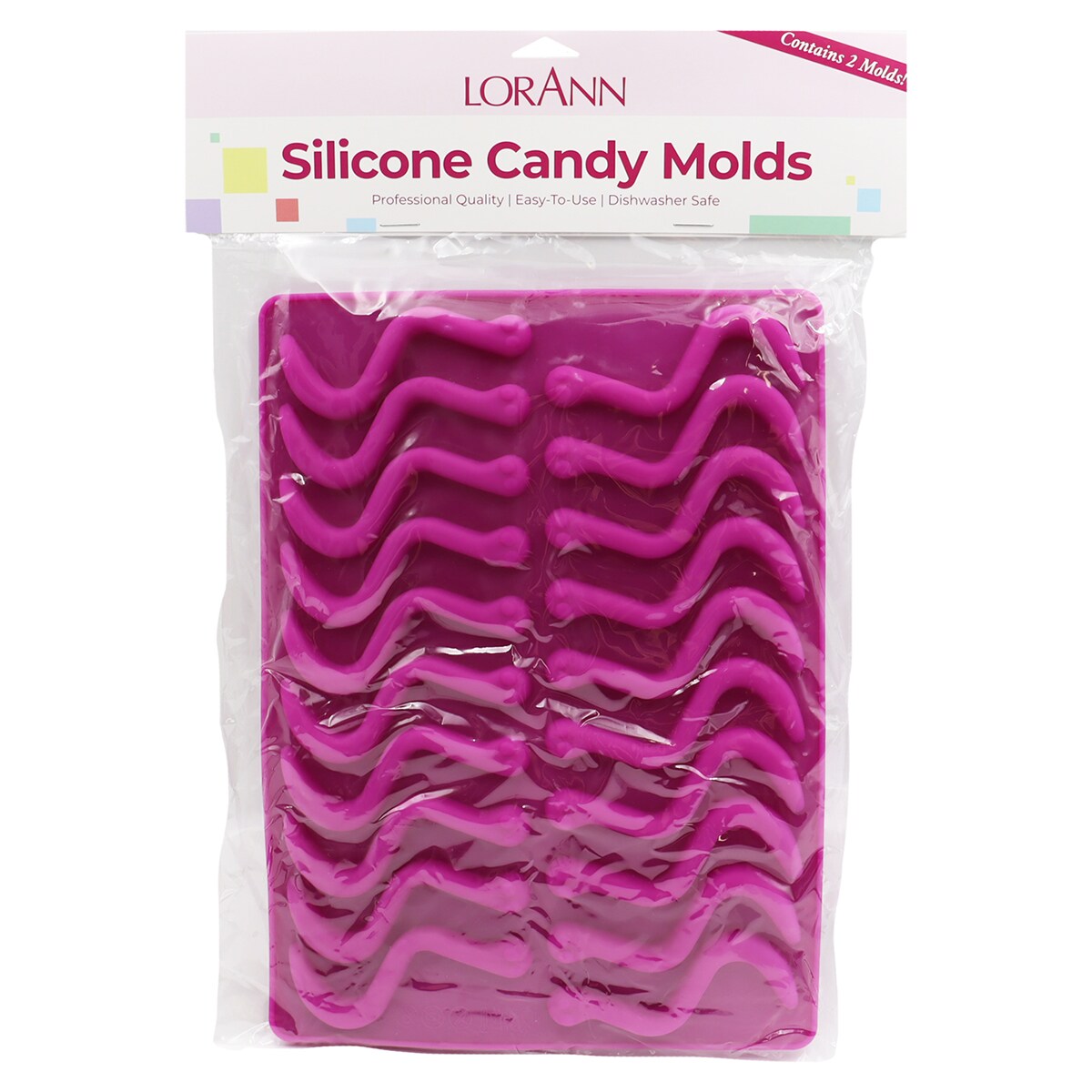 SILICONE GUMMY WORM Molds, 2-pack by Lorann, Candy Making Supplies