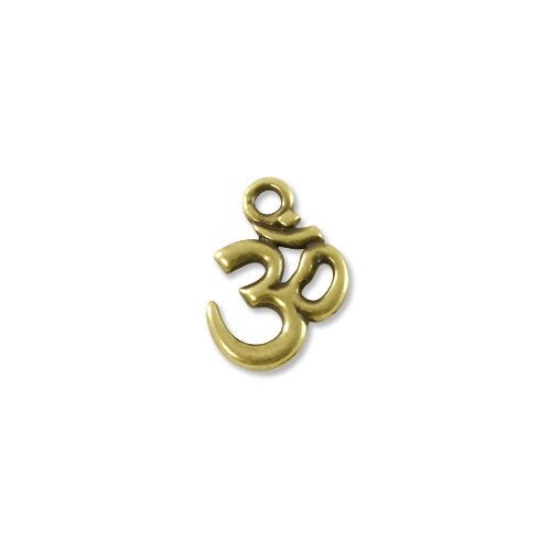 Charm for Jewelry Making - Om 14x18mm Pewter Antique Brass Plated (1-Pc)