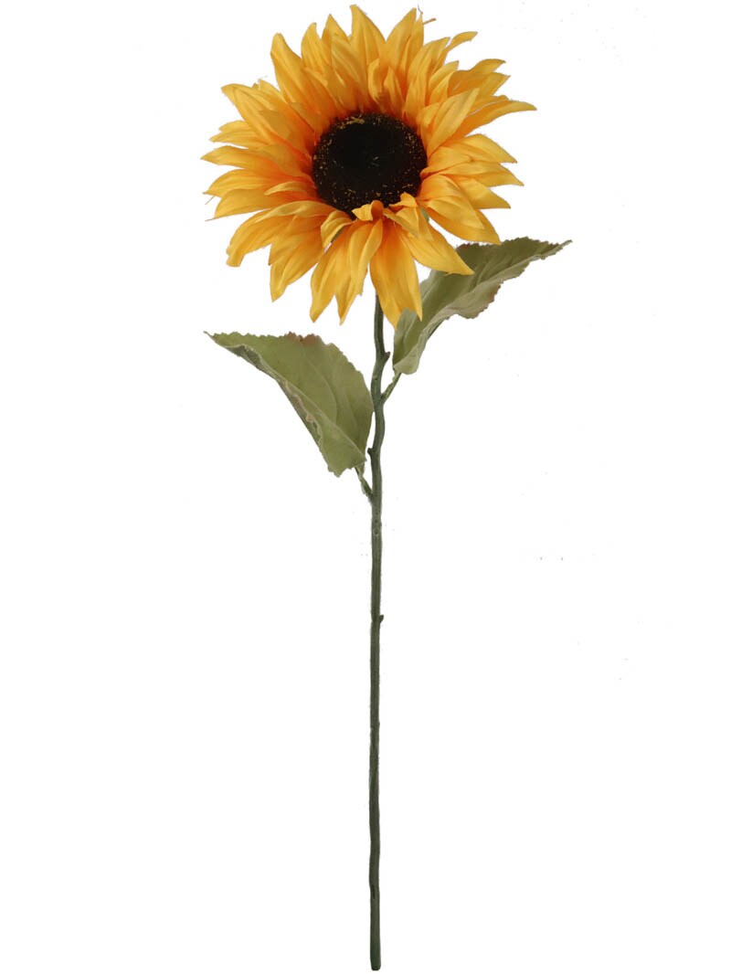 12-Pack: Yellow Sunflower Stem with 2 Silk Leaves &#x26; Petals by Floral Home&#xAE;