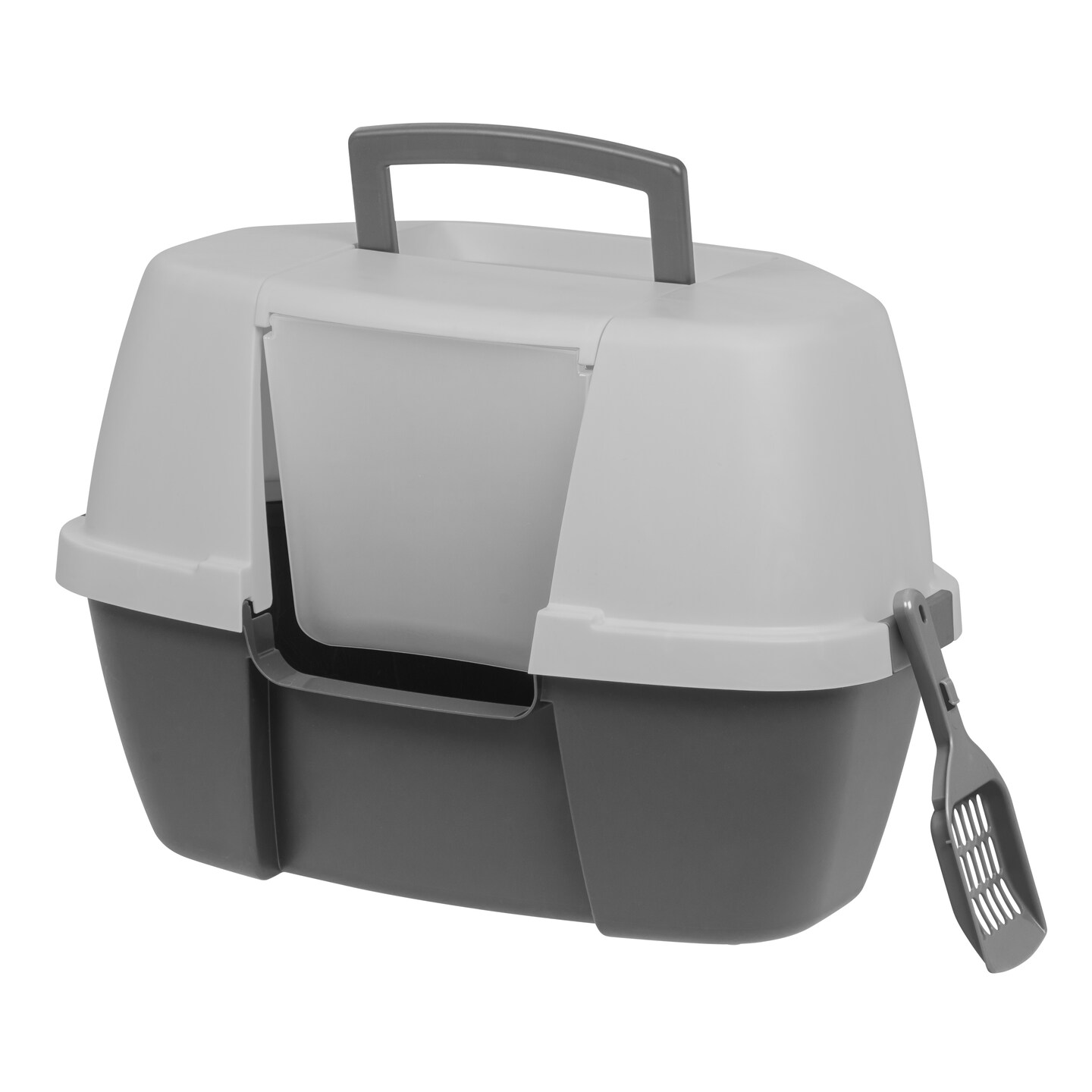 IRIS USA Large Hooded Corner Cat Litter Box with Scoop