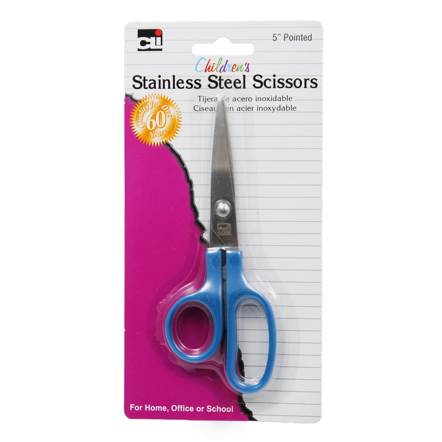 Children&#x27;s 5&#x22; Scissors, Pointed Tip, Assorted Colors, Pack of 24