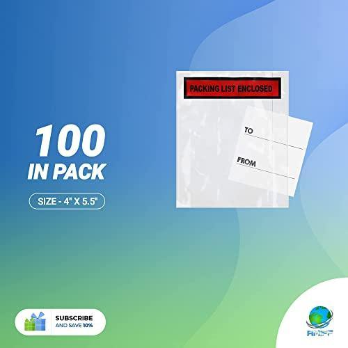AMIFF Packing List Envelopes 4 x 5.5 Pack of 100 Shipping Labels Sleeves 4 x 5 12 Plastic Clear Mailing Pouch with 2