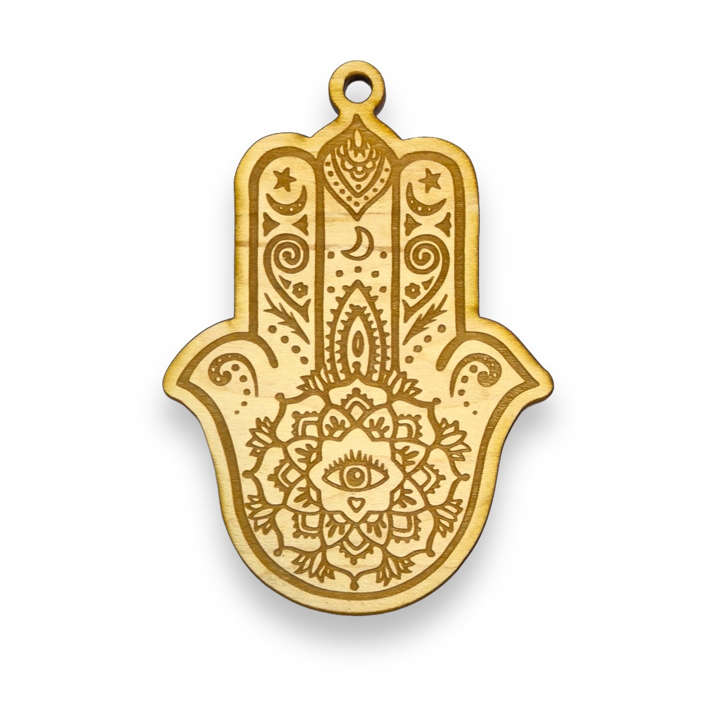 Ornament - Hamsa Hand - Raw Wood 4x3in Ornament - Hamsa Hand - Raw Wood 4x3in