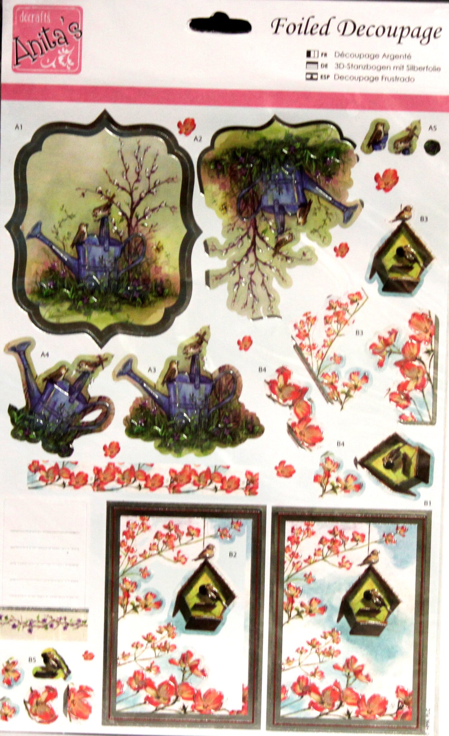Anita's Foiled Decoupage Die-cut Embellishments-Birdbox And