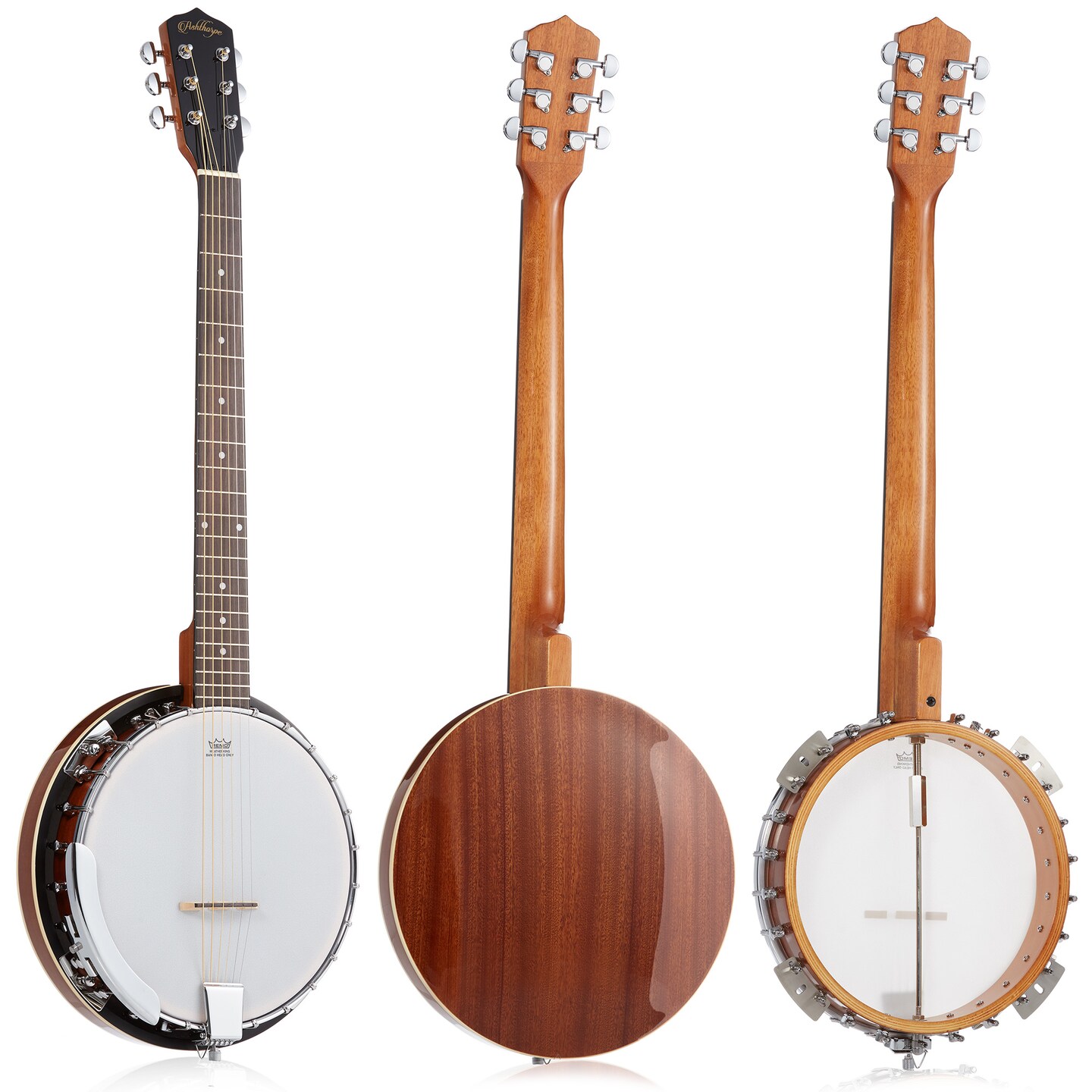 Ashthorpe 6-String Banjo - Full Size with 24 Brackets, Closed Back, Mahogany Resonator