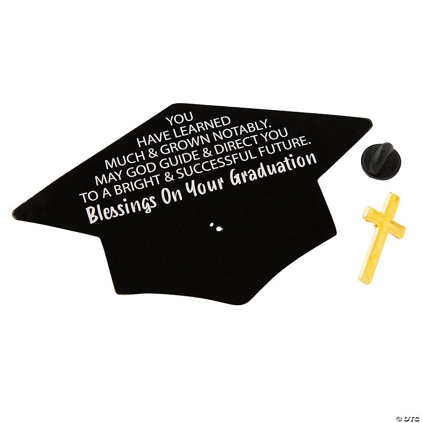1/2&#x22; x 1&#x22; Graduation Metal Cross Pins with Mortarboard Card for 12