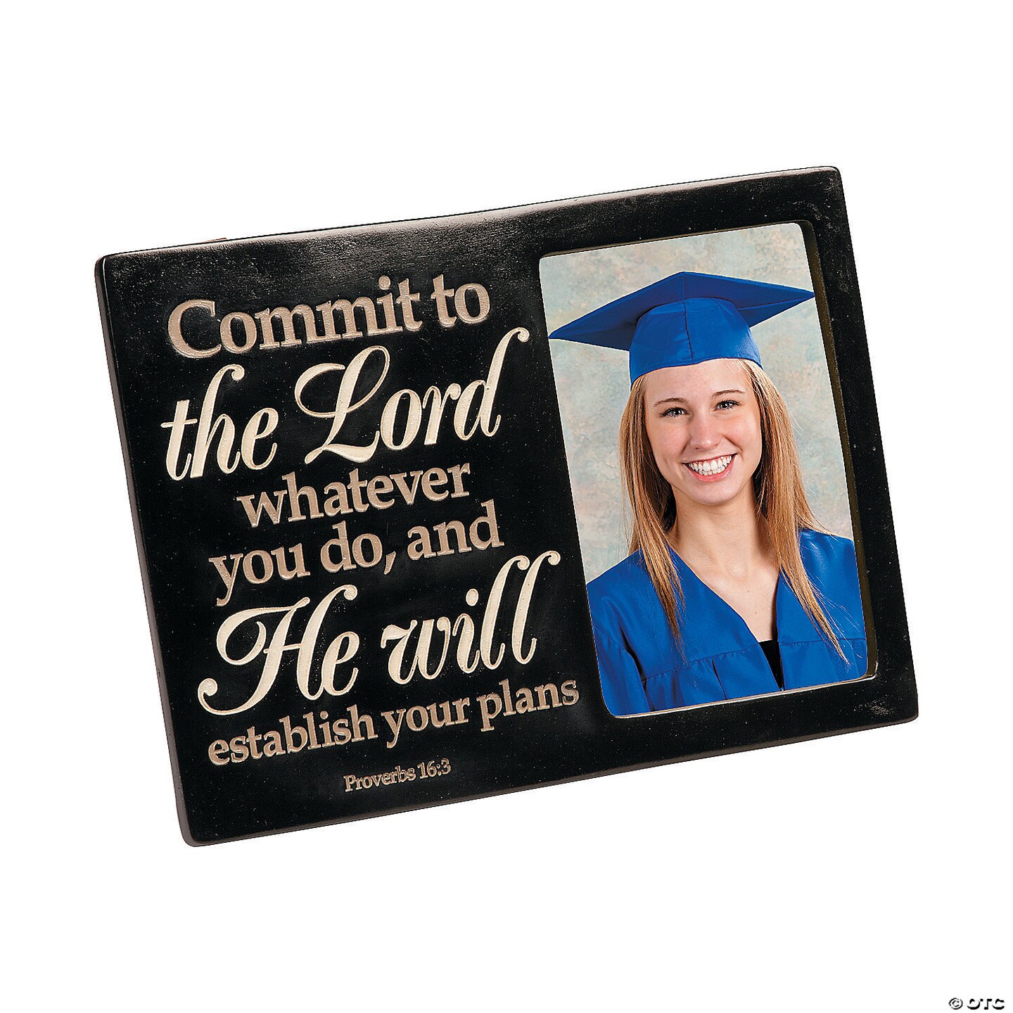 10 1/2&#x22; x 6 1/2&#x22; Religious Graduation Proverbs 16:3 Resin Picture Frame