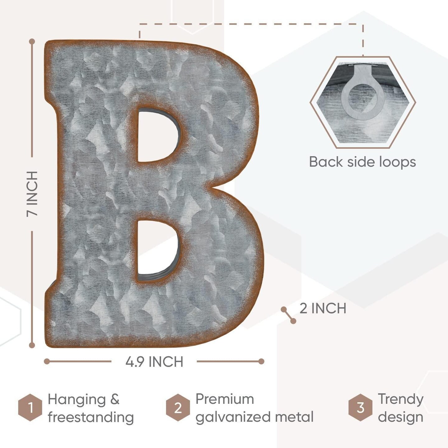 Galvanized Metal Letters for Wall Decor 3D Letter B for Hanging or Freestanding Unique Blend of Rustic Vintage Western and Industrial Styles Fits for Living Room Lobby Kitchen Bedroom Decoration