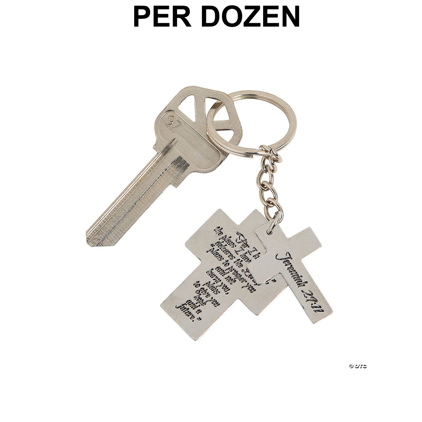 1 1/4&#x22; - 1 1/2&#x22; Religious Graduation Crosses Metal Keychains - 12 Pc.