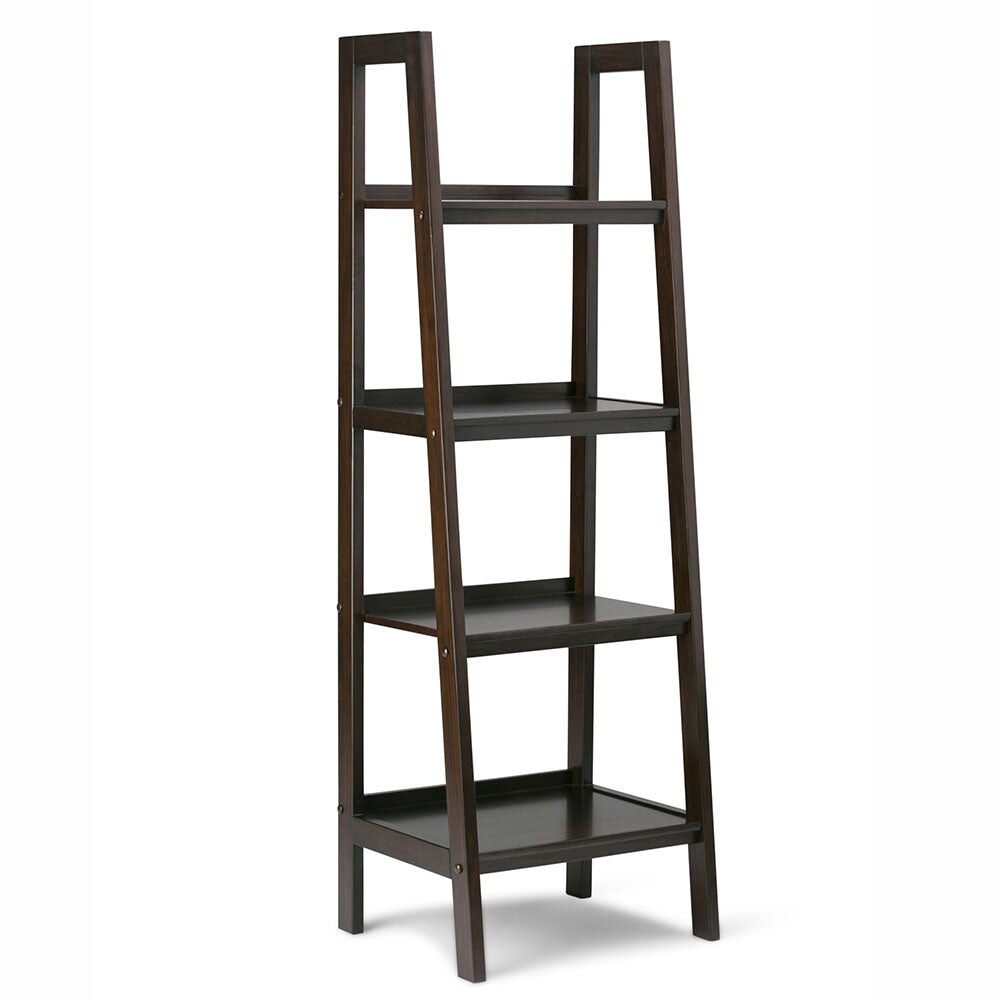Simpli Home Sawhorse Solid Wood 24&#x22; Modern Industrial Ladder Shelf Study Office