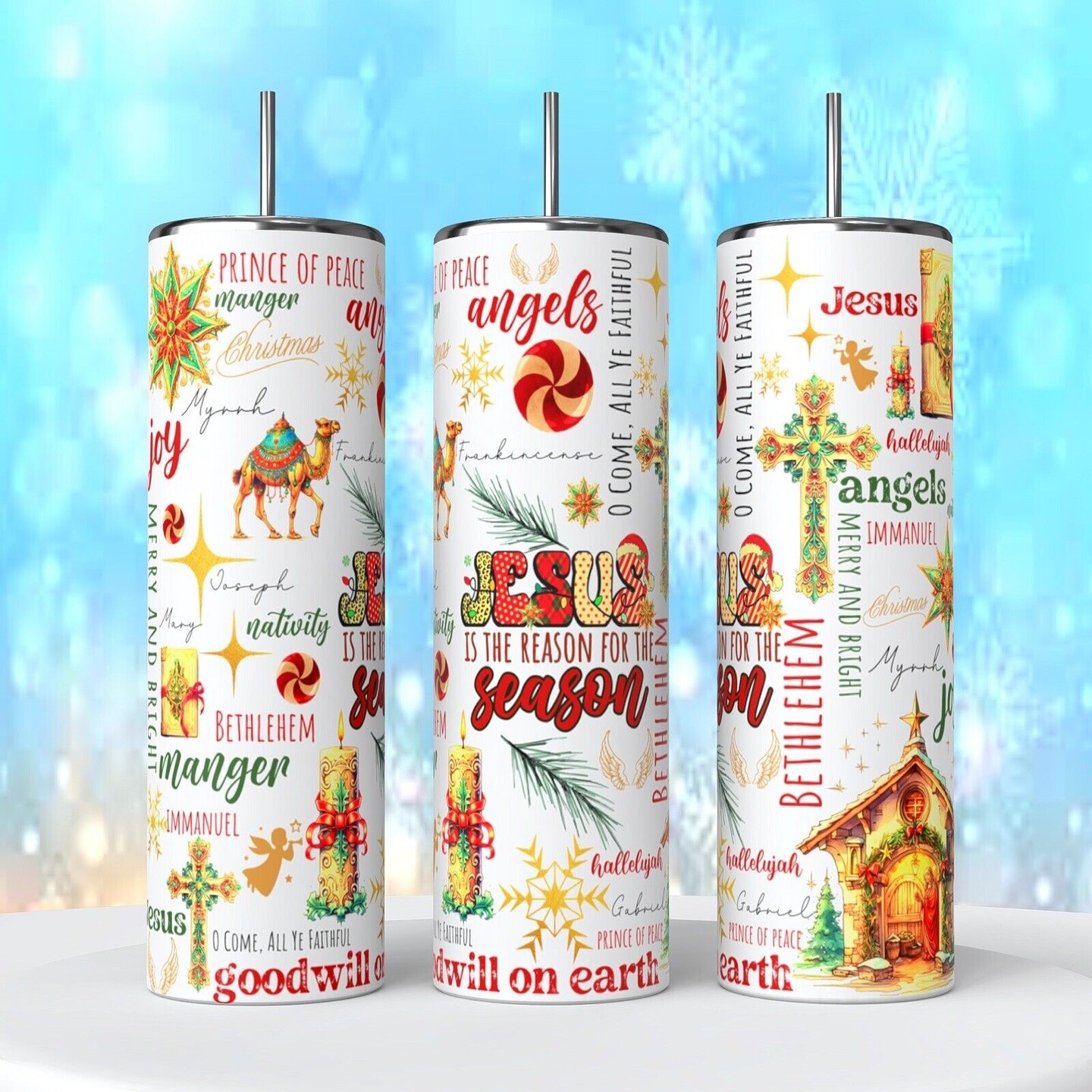 Christmas Jesus Reason For The Season Angels 20 oz Tumbler insulated coffee  cup | MakerPlace by Michaels