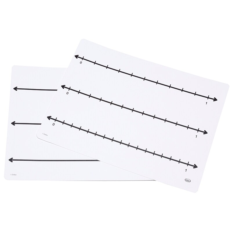 Write-On/Wipe-Off Fraction Number Line Mat, 9&#x22;W x 12&#x22;L, Pack of 10