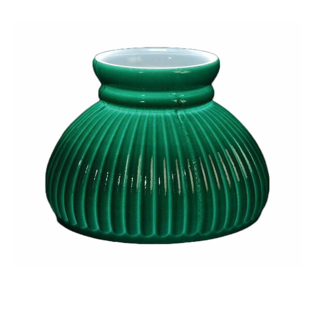 7&#x22; Green Ribbed Oil Lamp Shade