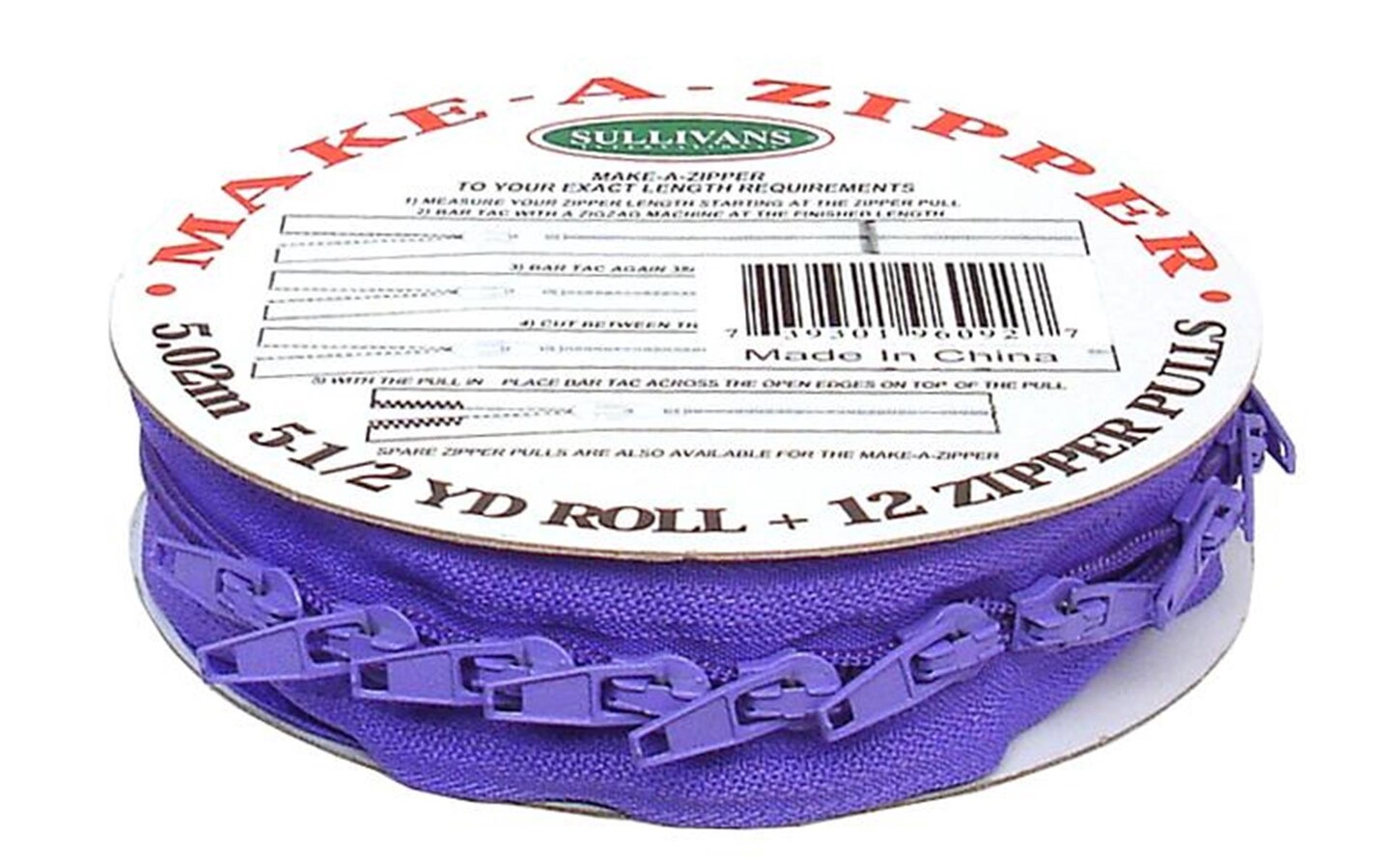 Sullivans Make-A-Zipper 5.5Yd Reel Dark Purple