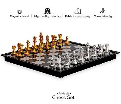 Magnetic Travel Chess Set with Board That Becomes A Storage Compartment