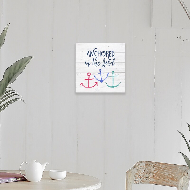 Coastal Wood Block Sign - Anchored In The Lord