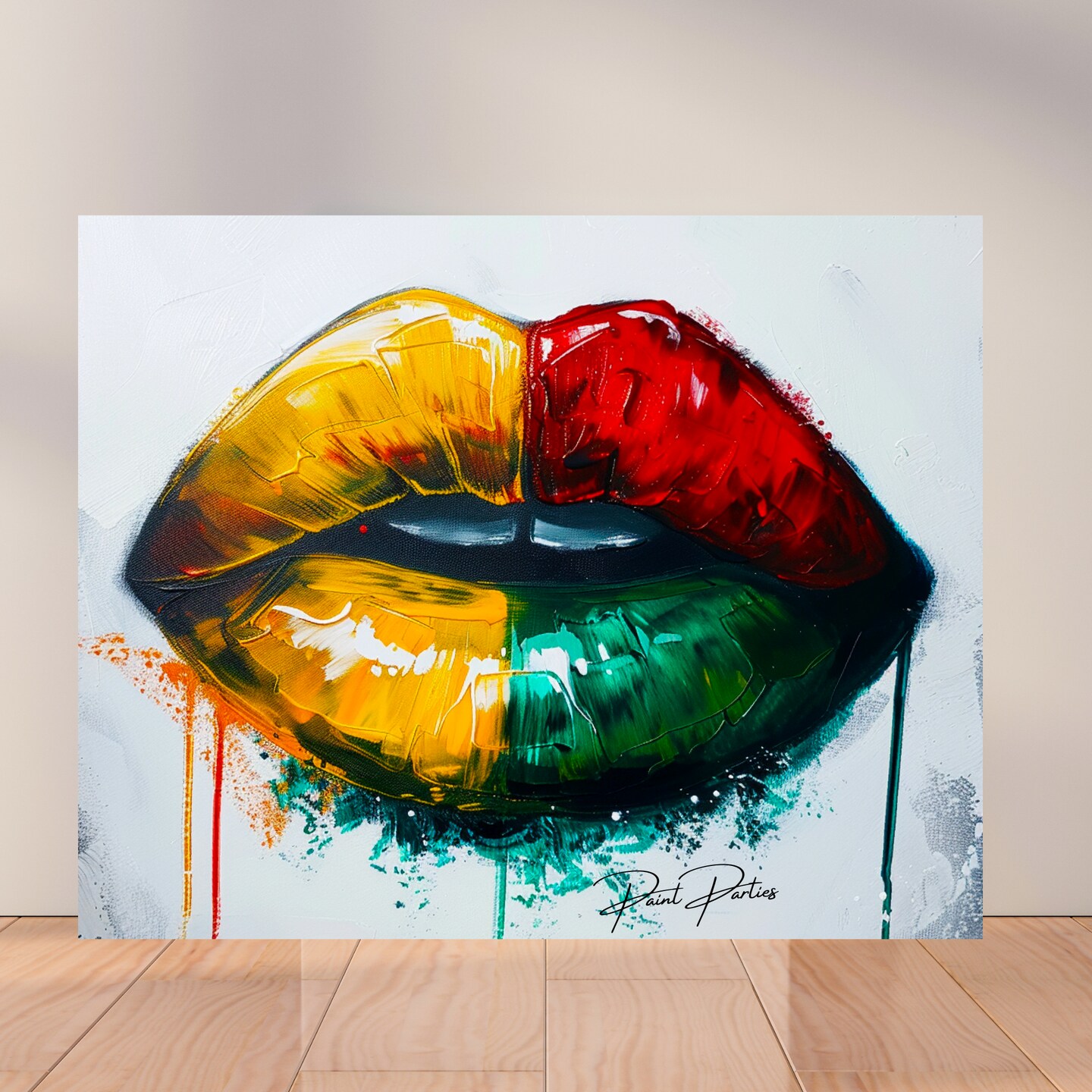 Juneteenth "Lips of Color" DIY Canvas Art Kit, Adult Beginner, Acrylic Paint Size 11x14 inch