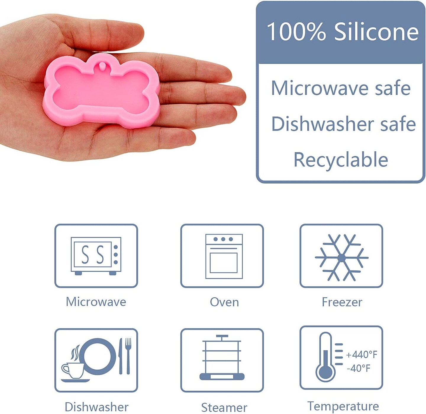 6 Pieces Dog Bone Silicone Mold Dog Tag Keychain Mold Kit DIY Dog Tag Pendant Baking Epoxy Resin Clay Mold with 10 Pieces Big Key Ring for Kitchen or Homemade Crafts, 2 Sizes